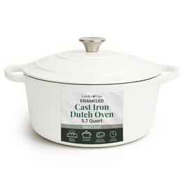 Larder & Vine - 5.7 qt Enameled Cast Iron Dutch Oven with Lid - White