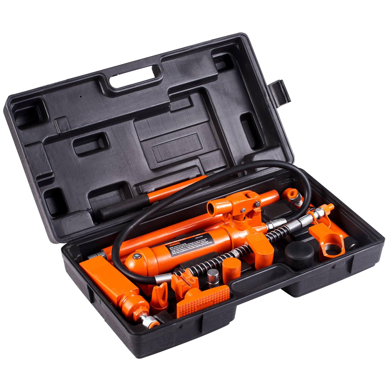 Alt View 5. VEVOR - 4 Ton Porta Power Kit, Portable Hydraulic Jack with 3.9 ft/1.2 m Oil Hose, Auto Body Frame Repair Kit with Storage Case - Orange;Black.