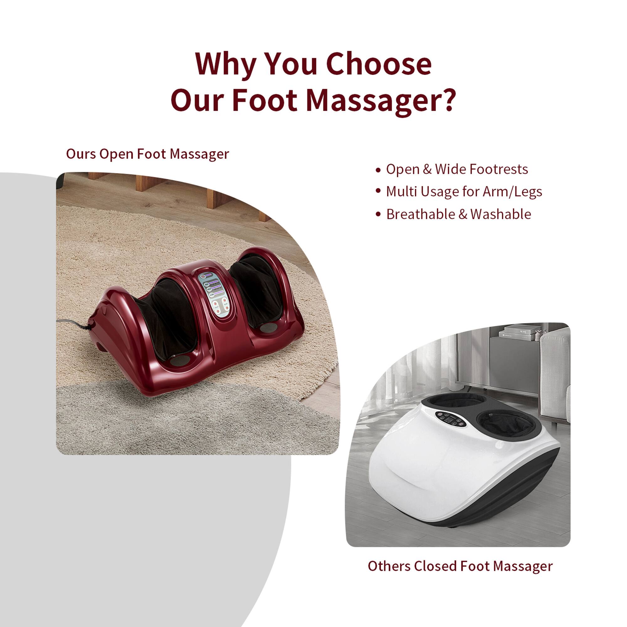 Why You Choose Our Foot Massager?

Ours Open Foot Massager
- Open & Wide Footrests
- Multi Usage for Arm/Legs
- Breathable & Washable

Others Closed Foot Massager