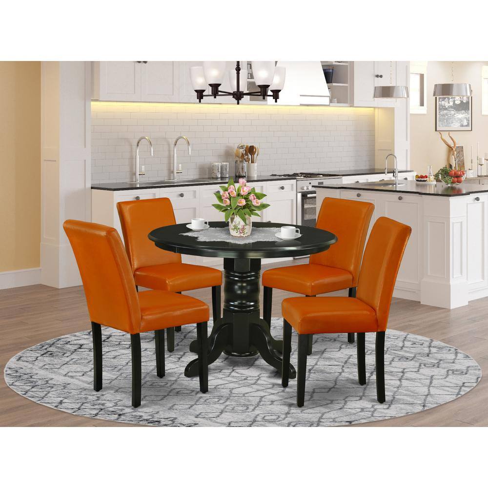 Back. East West Furniture - Dining Room Set Black - Brown.