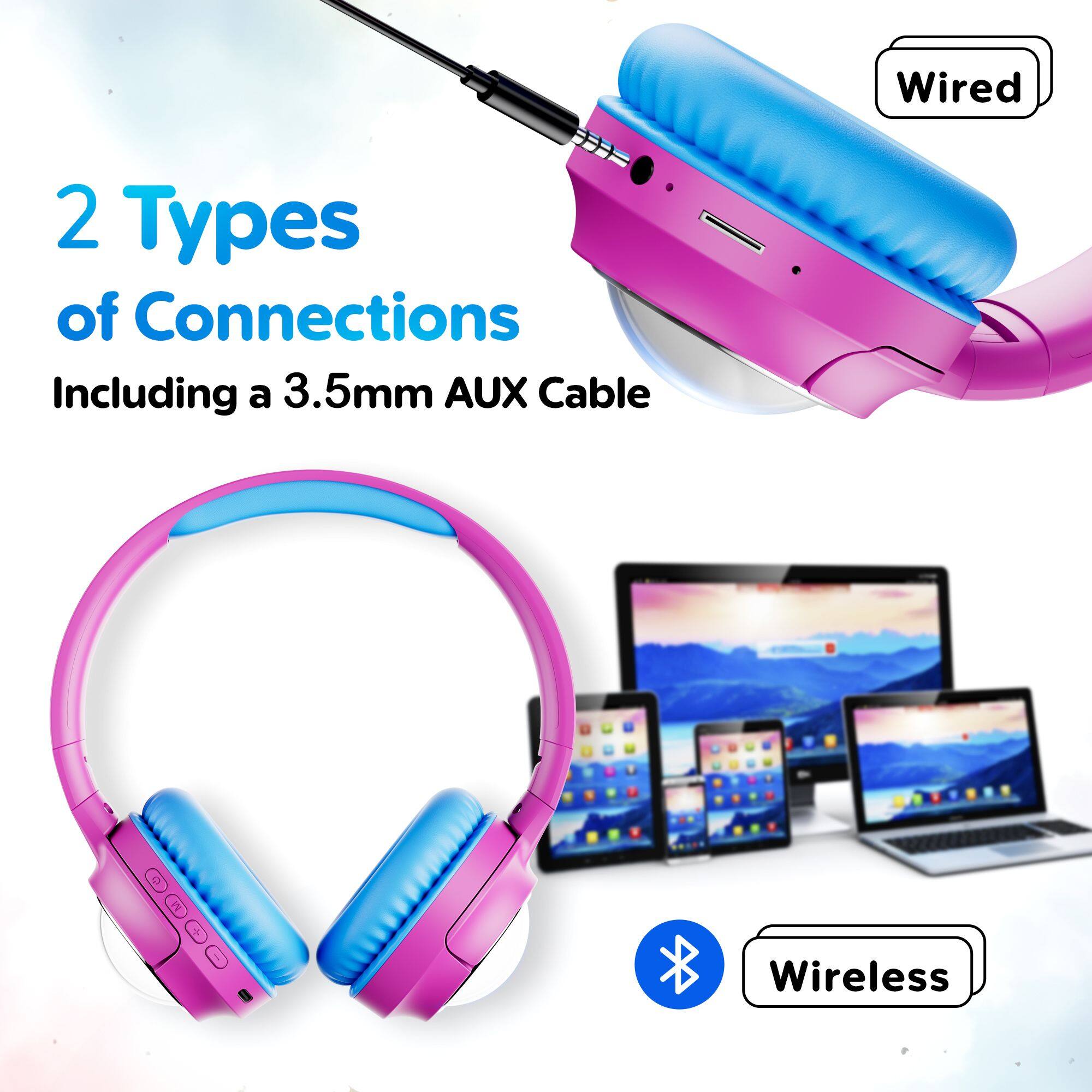 Wired 2 Types of Connections Including a 3.5mm AUX Cable + Wireless
