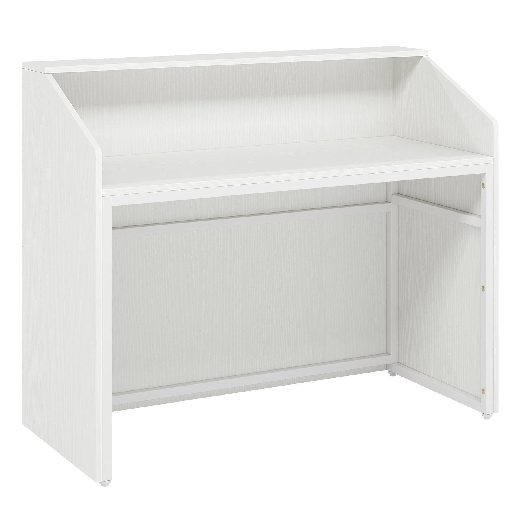 Alt View 4. Tribesigns - Office Reception Desk with Engineered Wood Construction, for Front Desk Work in Reception Areas and Shared Workspaces - White.