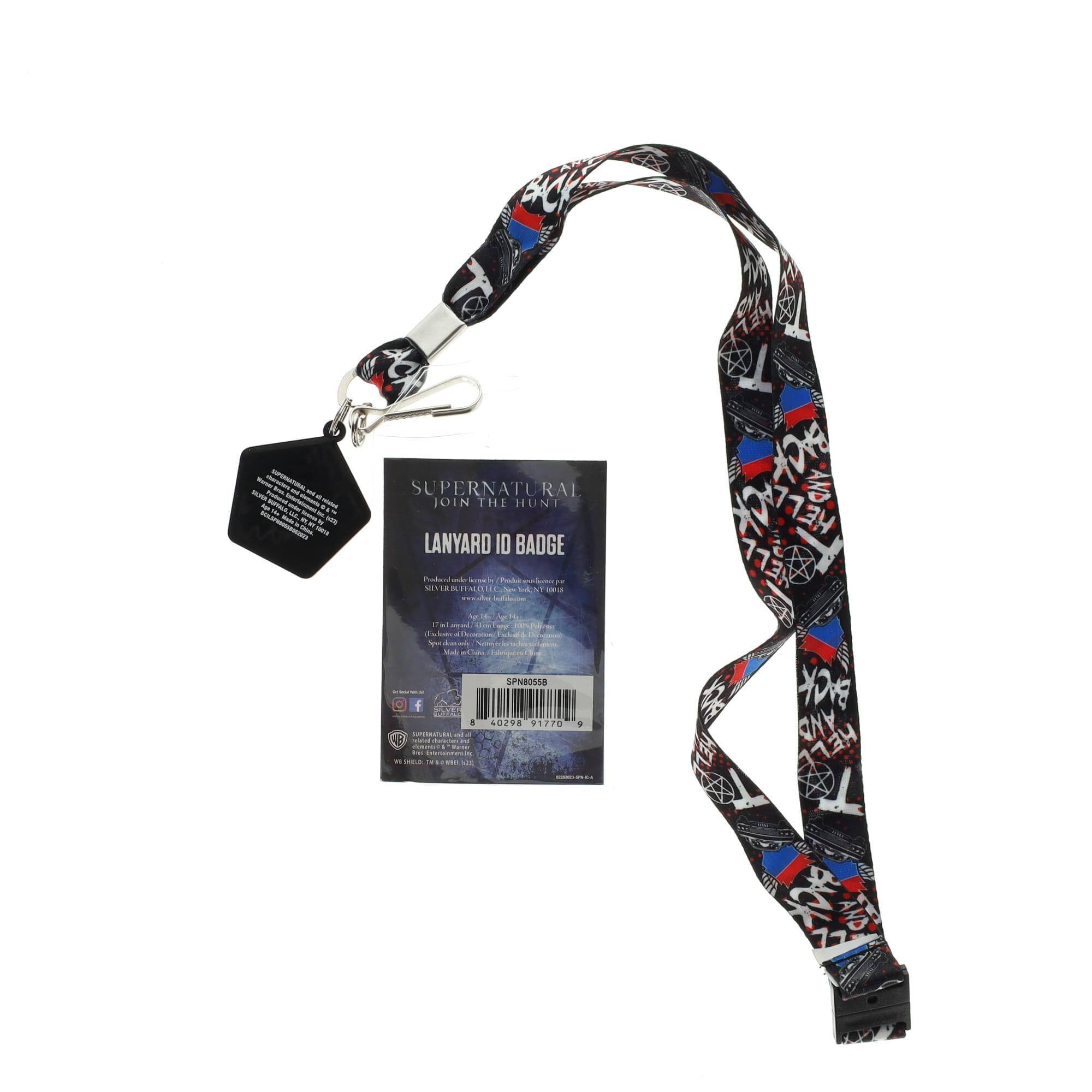 Sure, here is the corrected text:

---

**SUPERNATURAL**  
JOIN THE HUNT  
LANYARD ID BADGE  

**SPN0058**  
40298 91270  

**NELL BACK AND HEL BACK**  

---

This text is based on the visible elements in the image.
