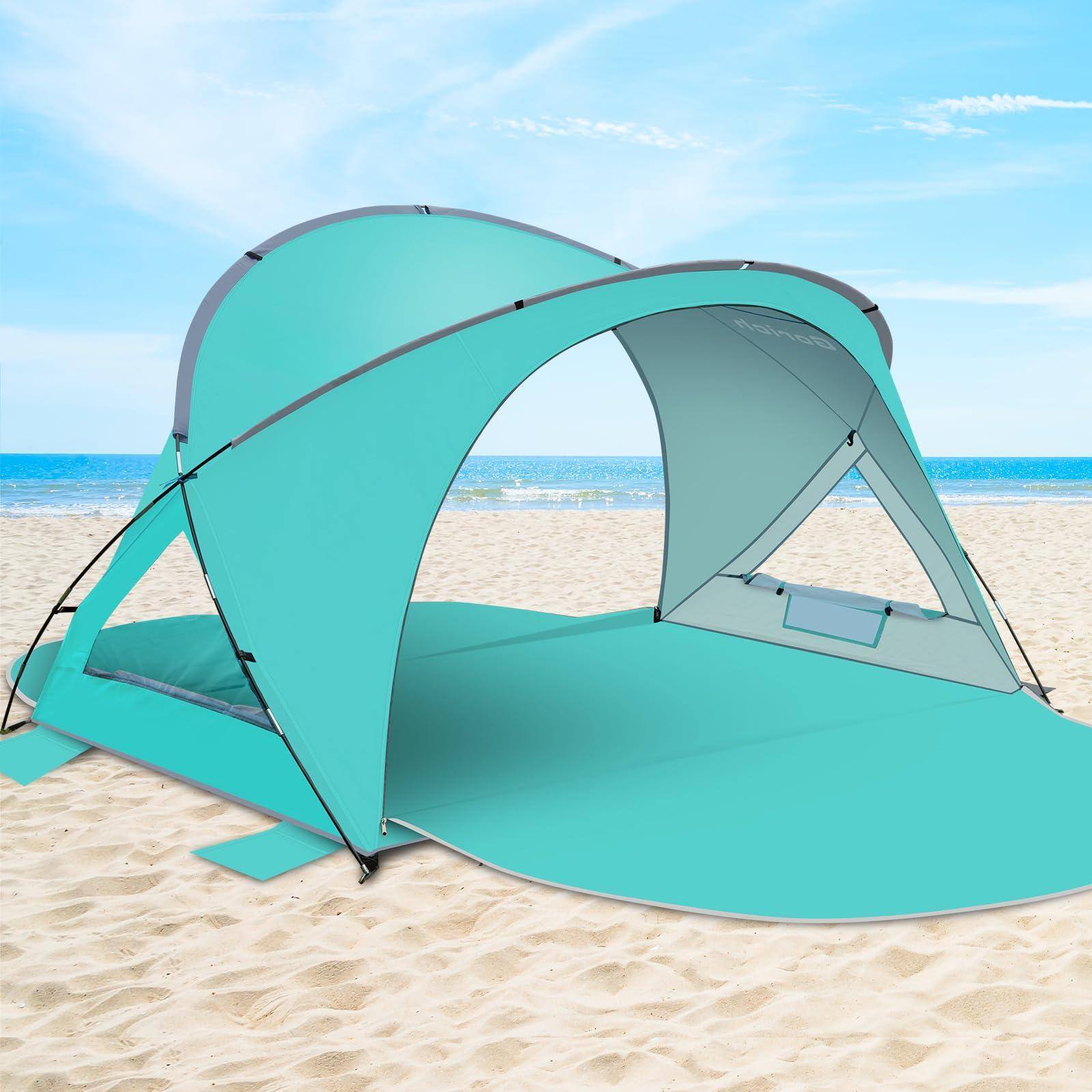 Paradigms Interiors - Beach Tent Sun Shelter With Upf50 Uv Protection For Lightweight Portable Shade Doors Easy Setup Family Umbre - Turquoise-3 Person