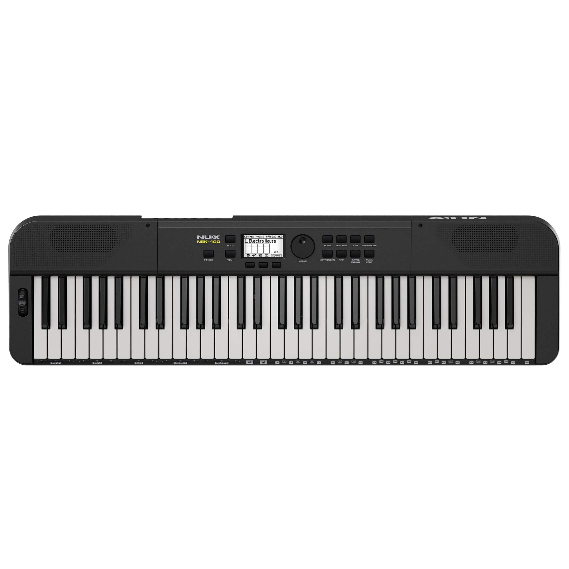 NUX - NEK-100 61 Keys Portable Digital Keyboard with Bluetooth | Auto Accompaniment Band and Live Music Mode | Over 500 Sounds - Black