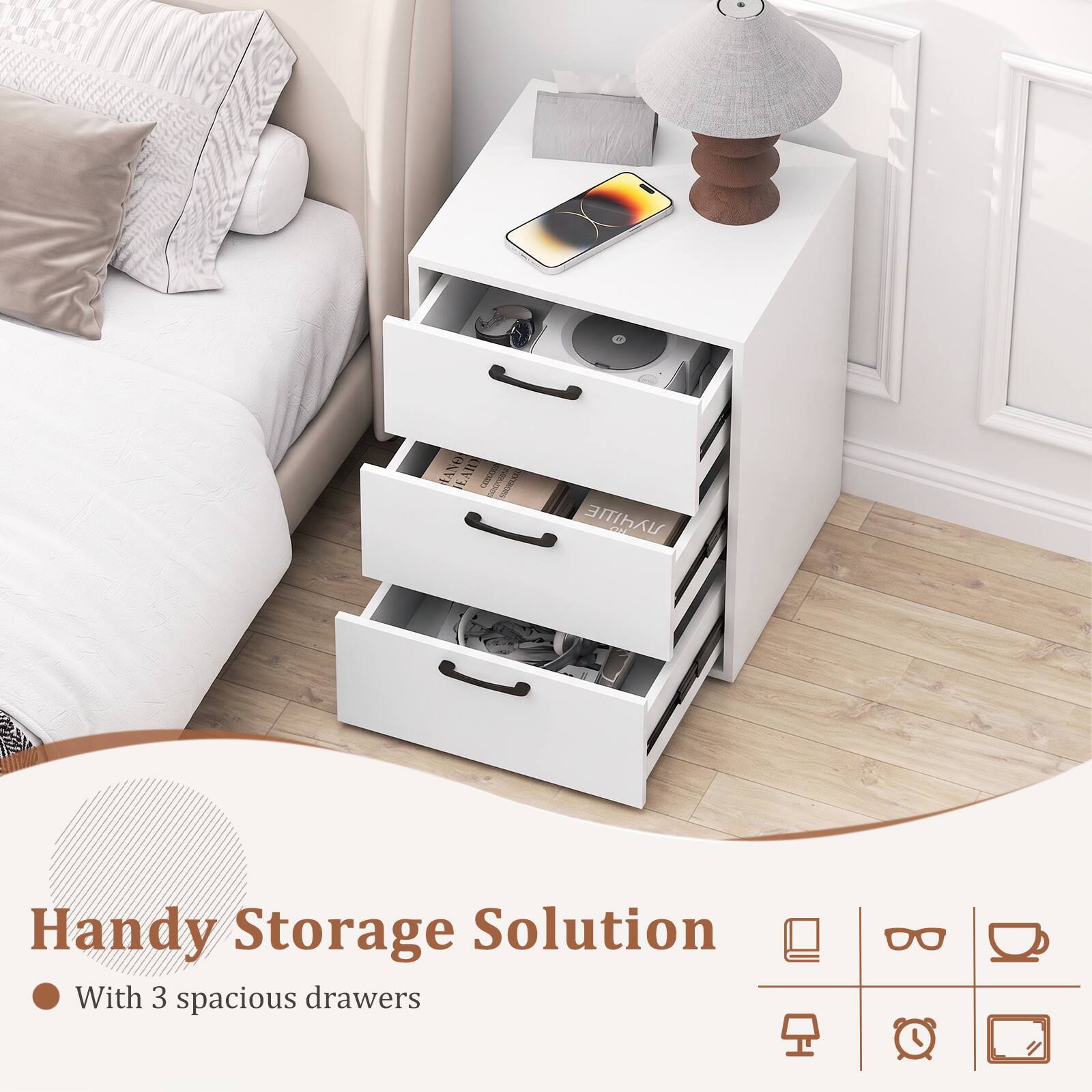 Handy Storage Solution  
With 3 spacious drawers