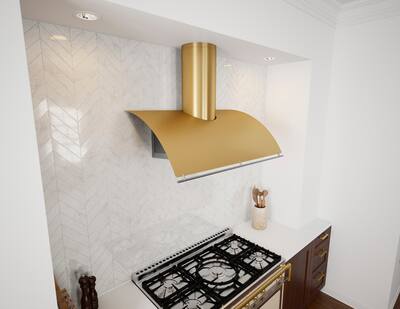 Zephyr 42 inches Externally Vented Shell Range Hood Gold COK Zephyr 42 inches Externally Vented Shell Range Hood Gold COK