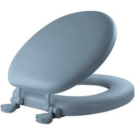BEMIS - Mayfair Round Cushioned Vinyl Soft Toilet Seat STA-TITE Seat Fastening System and EasyClean Hinge - Sky Blue