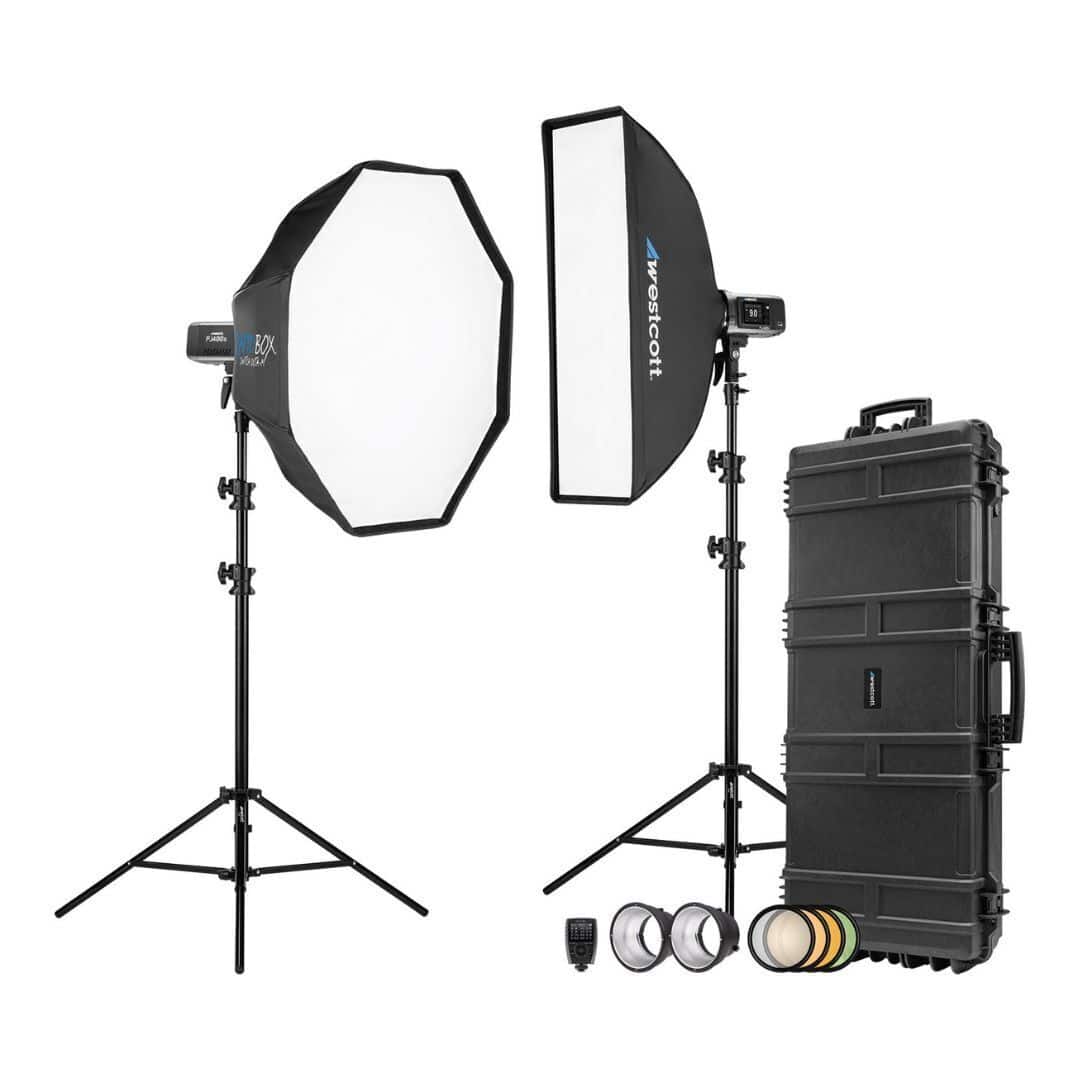 Westcott - FJ400 II Strobe 2 Light Location Hard Case Kit with Multi Brand Trigger
