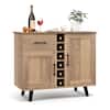 Front. Costway - 2-Door Wine Bar Cabinet Kitchen Sideboard Buffet with Drawer & Adjustable Shelves - Natural.