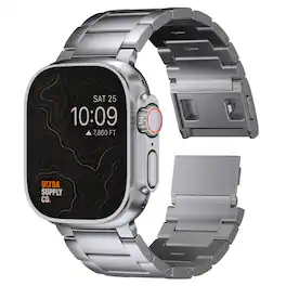 Ultra Supply Co - Titanium Band for Apple Watch Ultra 4/3/2/1 49mm - Natural Titanium - Magnetic Clasp
