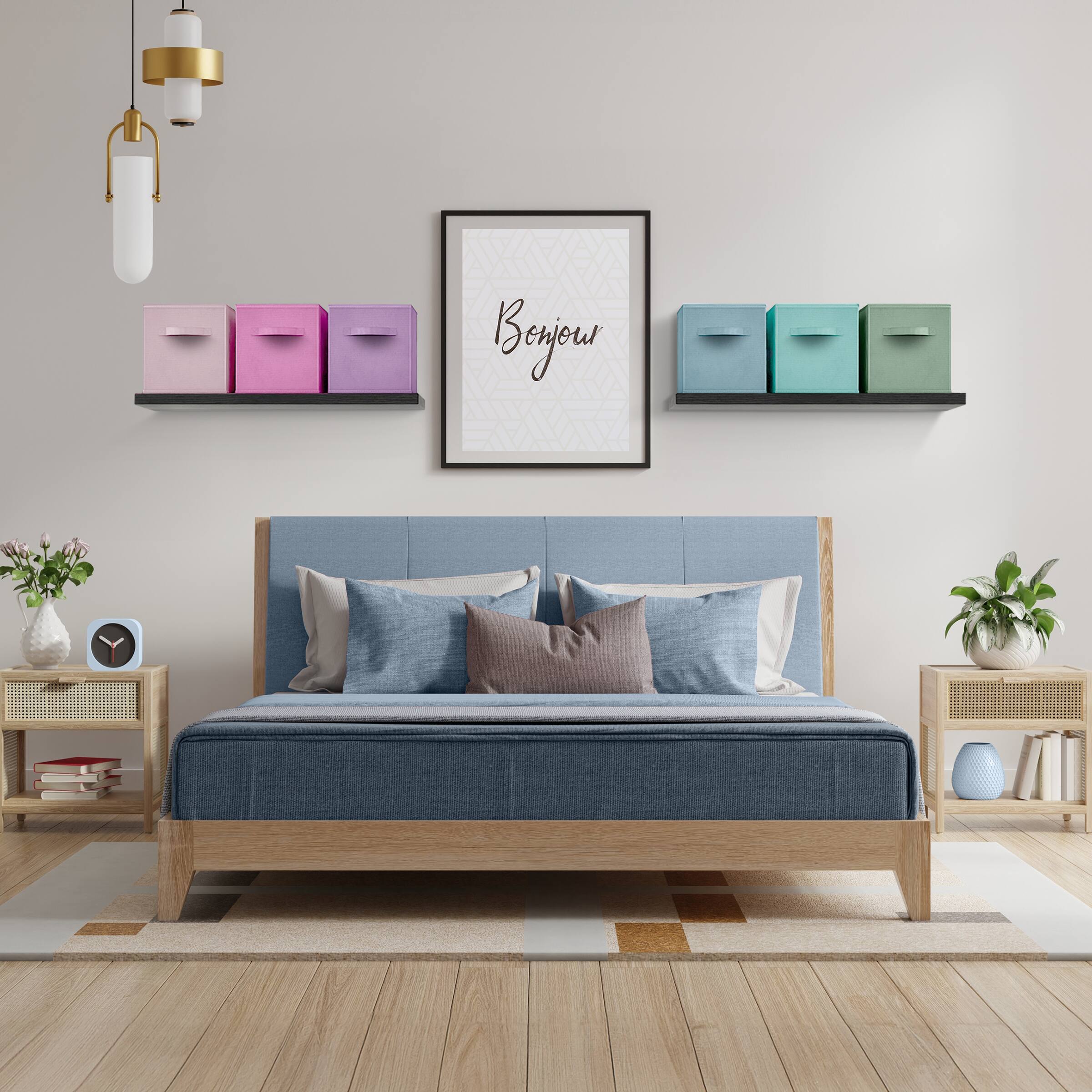 Alt View 3. Sorbus - Sorbus 13 Inch Storage Bins, Sturdy Collapsible Fabric Storage Cubes with Handle - 12 Foldable Basket Organizer - Pastel.