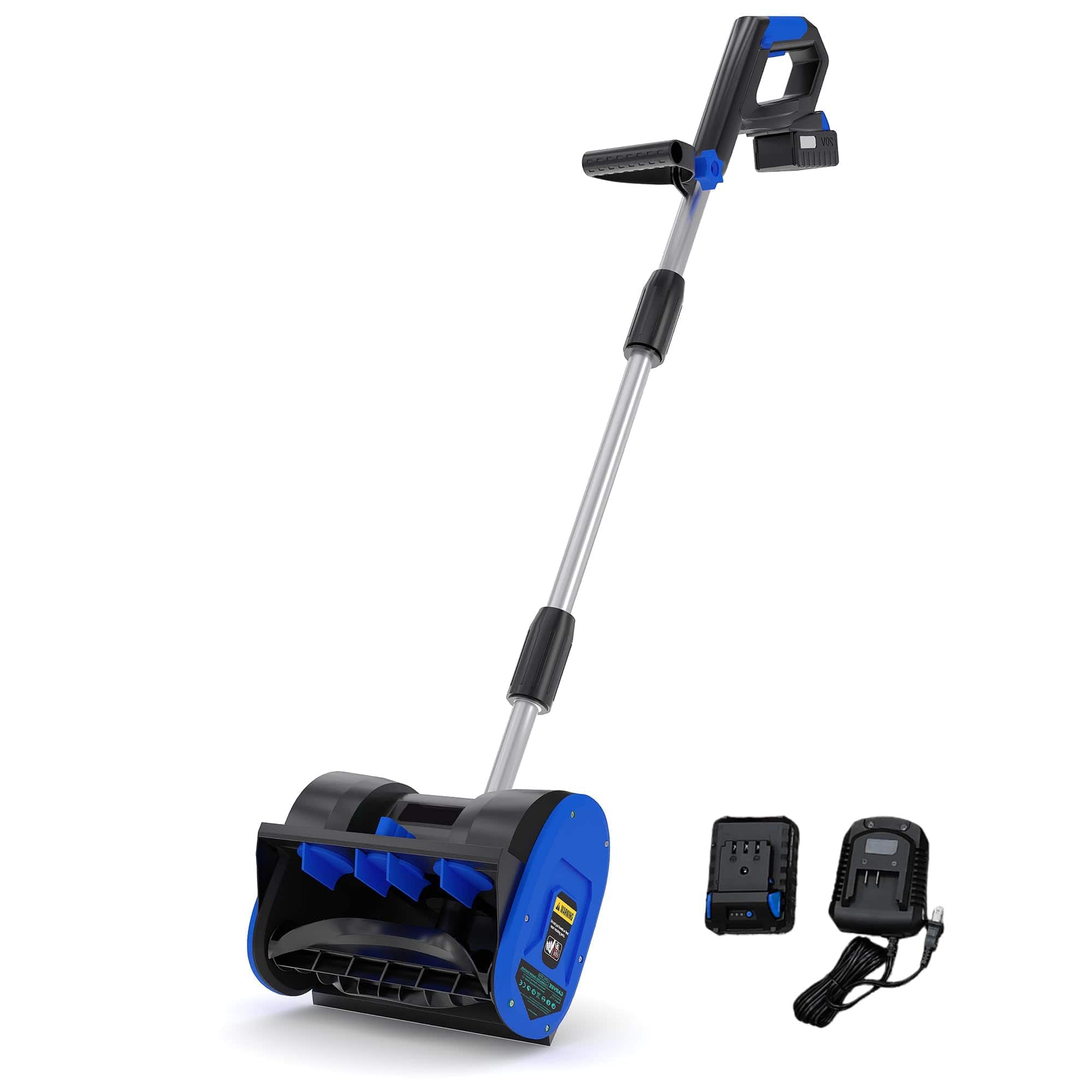 Babevy - 12" Cordless Snow Shovel, 20V Electric Snow Thrower w/ 4.0Ah Battery, 16.5 ft Throw Distance, Adjustable Handle - Blue