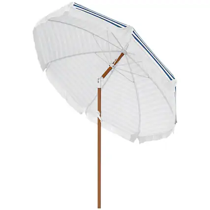 Front. Spaco - Spaco 7x7 FT Outdoor Umbrella with Tilt, Vent, Fringed Ruffles for Patio - Blue.