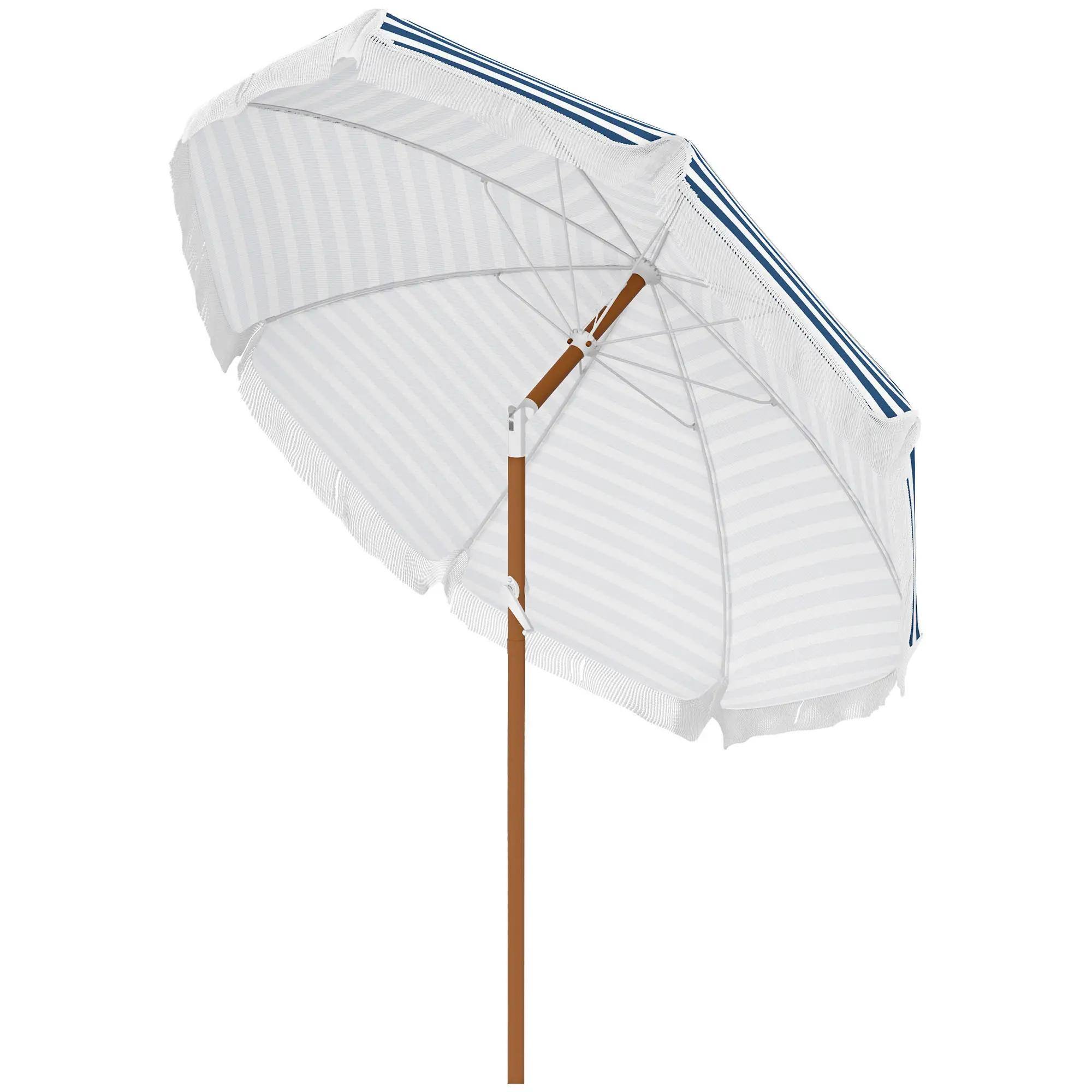 Front. Spaco - Spaco 7x7 FT Outdoor Umbrella with Tilt, Vent, Fringed Ruffles for Patio - Blue.