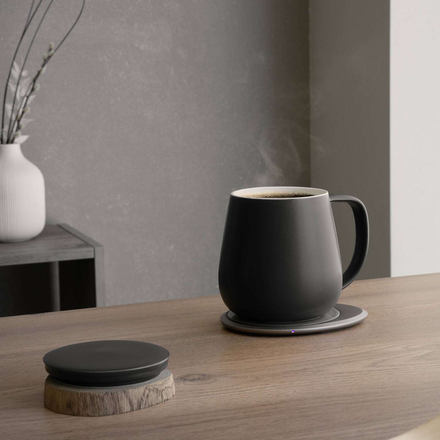 Left. OHOM - OHOM Ui Plus Set Self-Heating Mug Black - Black.