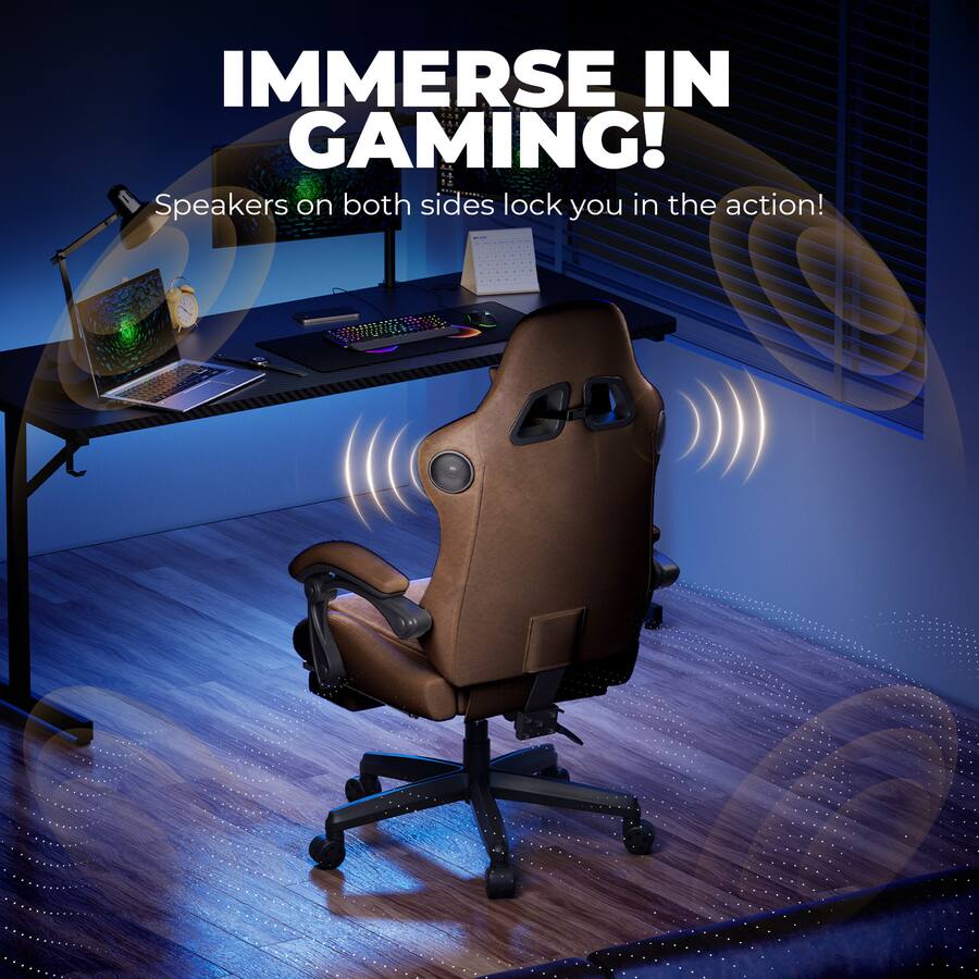 GTPlayer PC Gaming Chair with Speakers Video Computer Chair Brown BBY ...