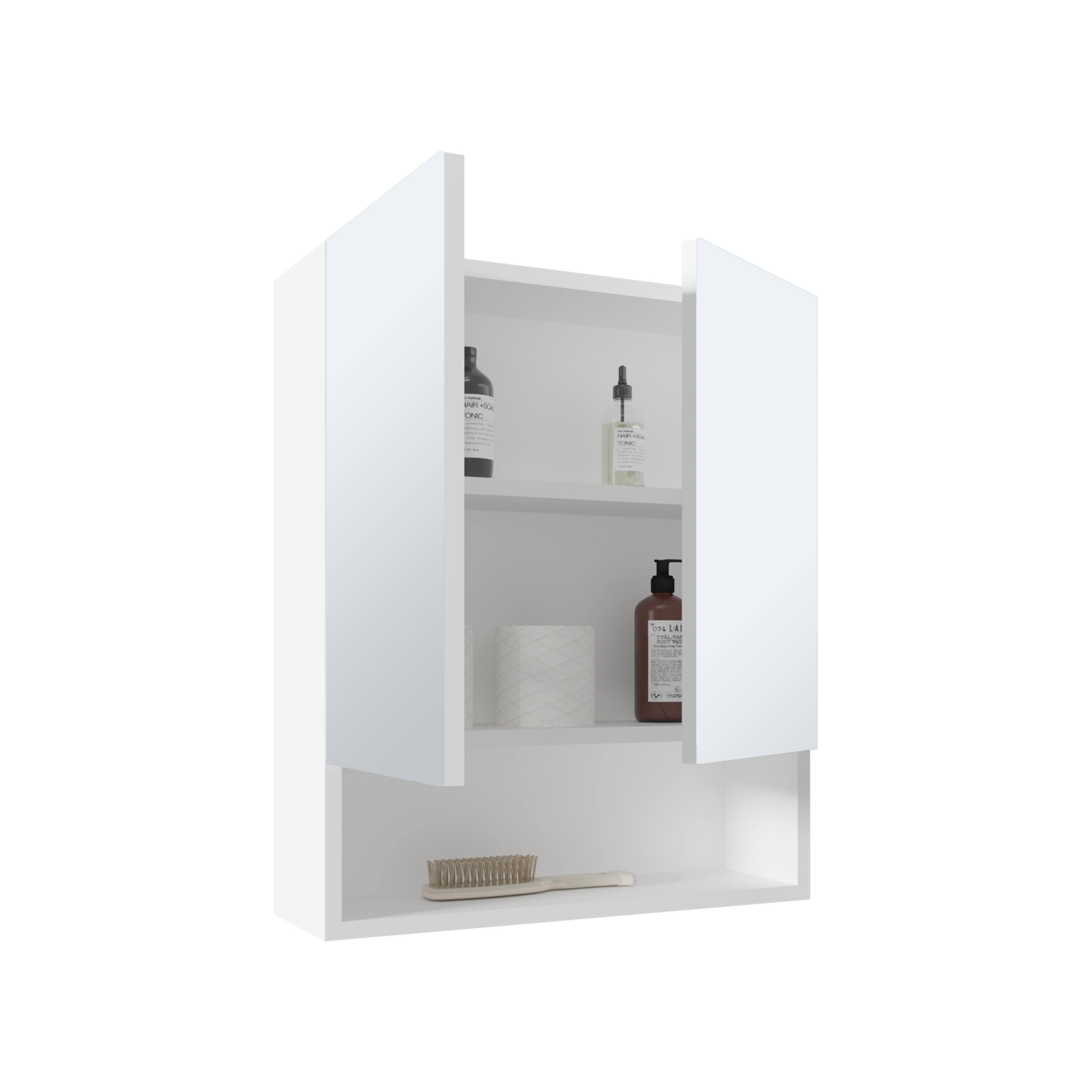 Alt View 1. TuHome - Wanna High Double Door Medicine Cabinet With Three Shelves For Bathroom - White.