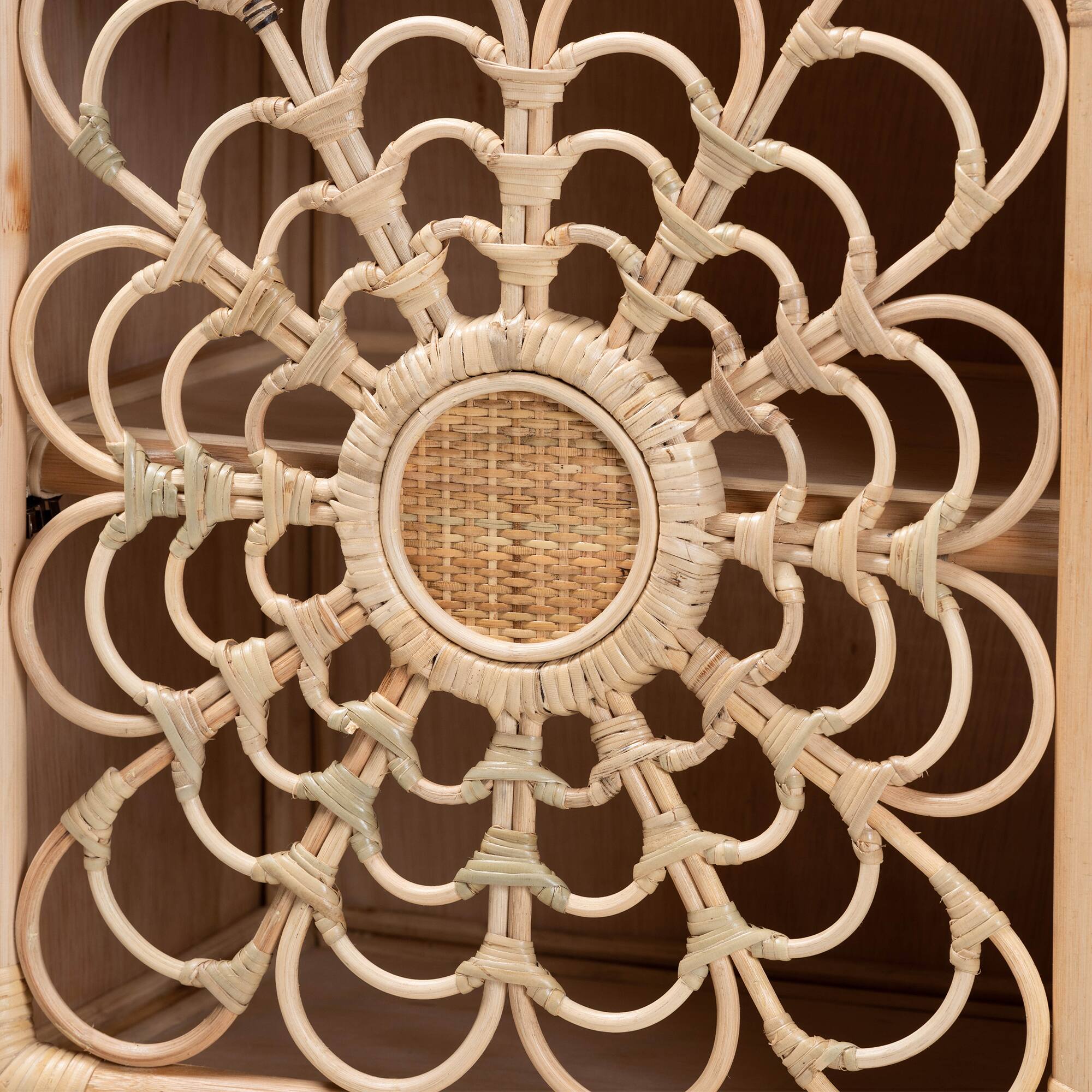 Alt View 1. bali & pari - Acelin Modern Bohemian Rattan Nightstand - Natural Brown.