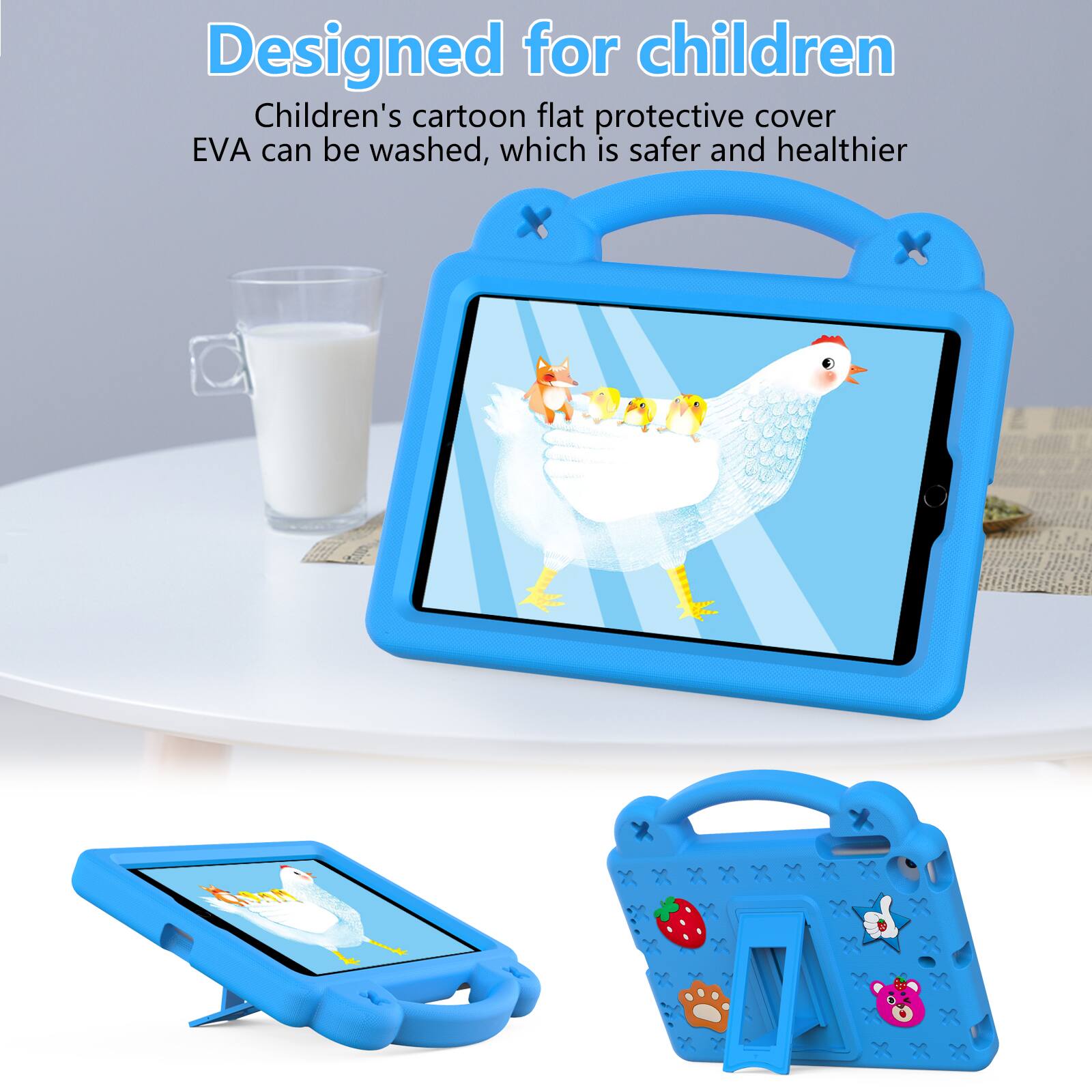 Designed for children  
Children's cartoon flat protective cover EVA can be washed, which is safer and healthier