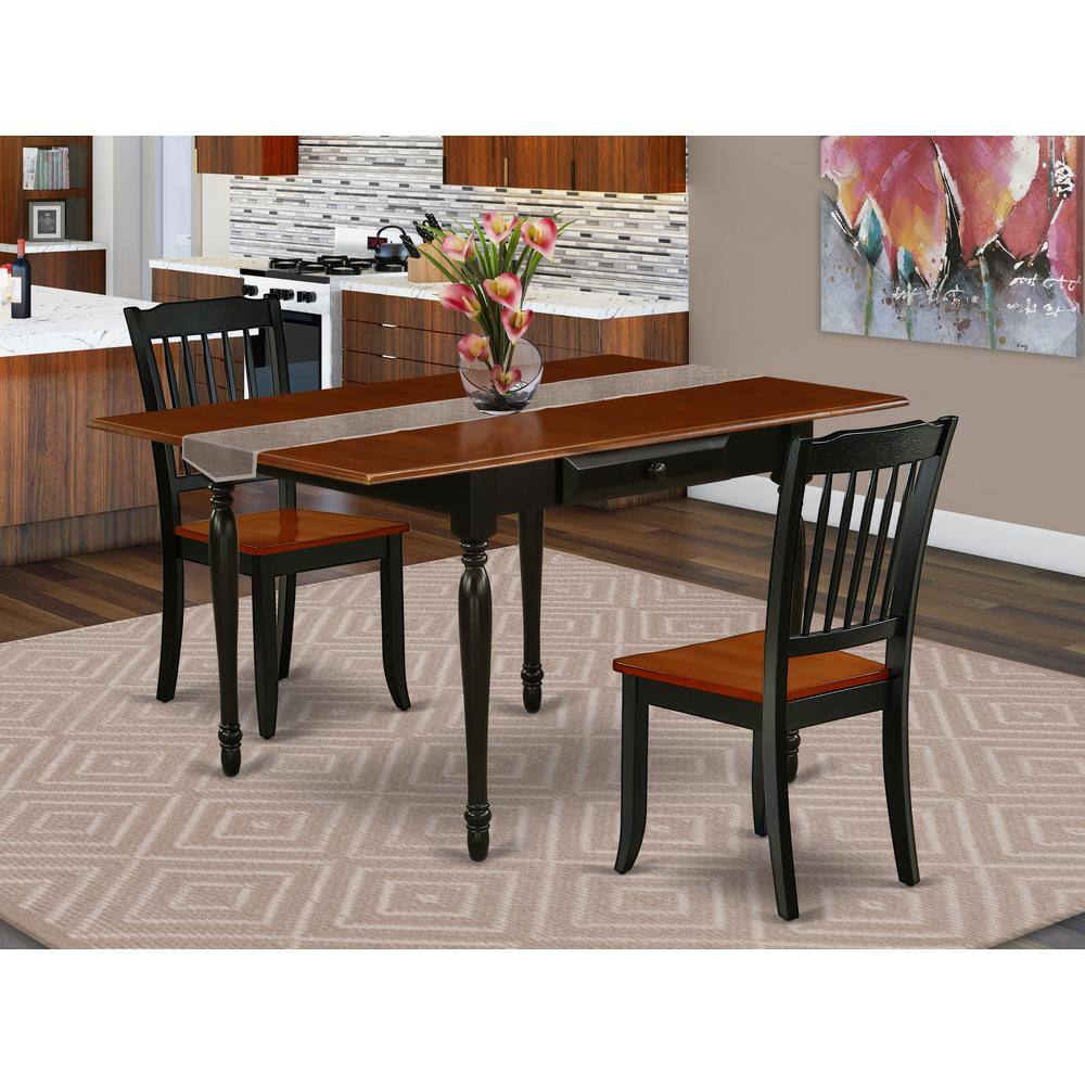 Left. East West Furniture - Dining Room Set Black & Cherry - Brown.
