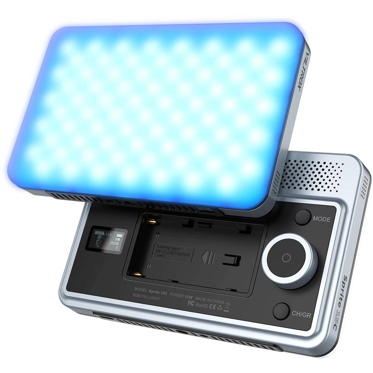 A VILTROX MODE OLE SSO0E D NP halterytype: type: PR (n07 ( MODEL: Sprite RGS 15C FILL LIGHT POWER:15W MADE IN CHINA F RoHS CE o CH/GR Sprite 1sc