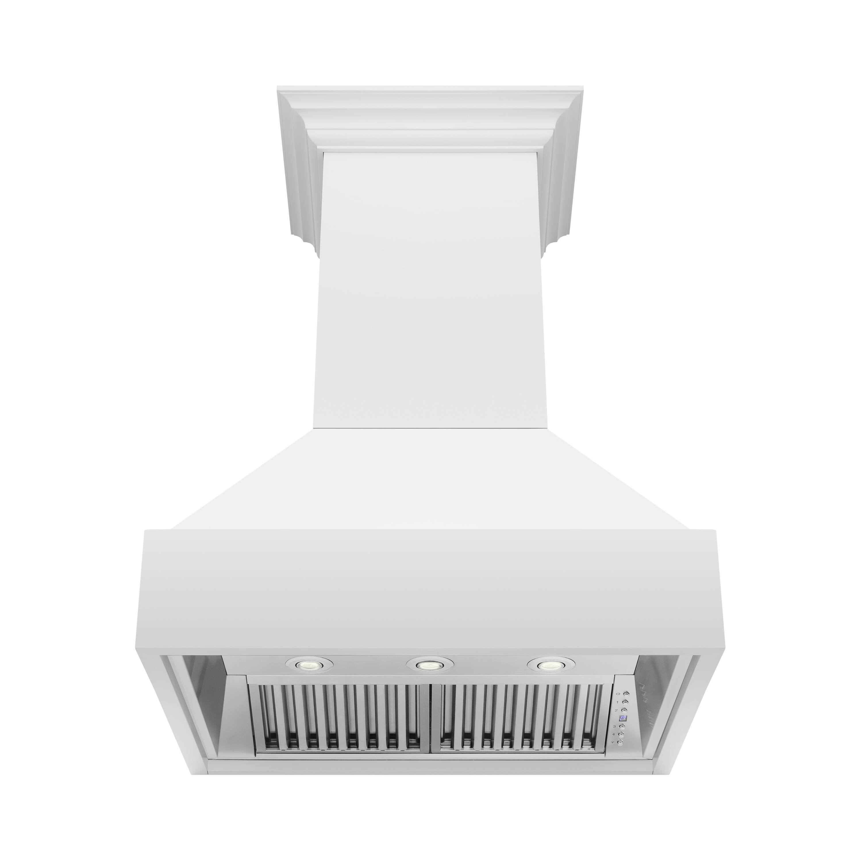 Back. ZLINE - ZLINE 30 in. Wooden Wall Mount Range Hood in Rustic Bright White Finish (355WW-30) - White.