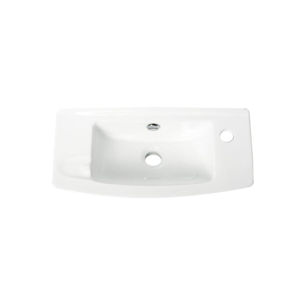 Alt View 1. Alfi - White 20" Small Wall Mounted Ceramic Sink with Faucet Hole - White.