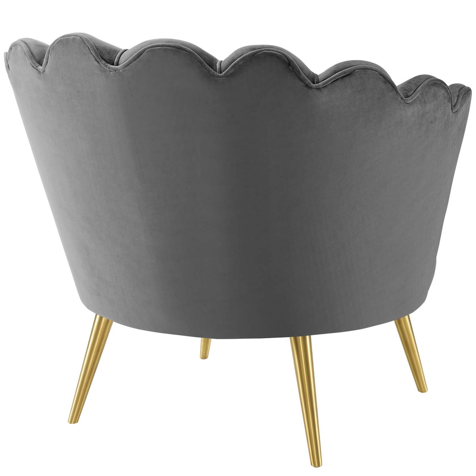 Alt View 1. Modway - Admire Scalloped Edge Performance Velvet Accent Armchair by Modway - Gray.