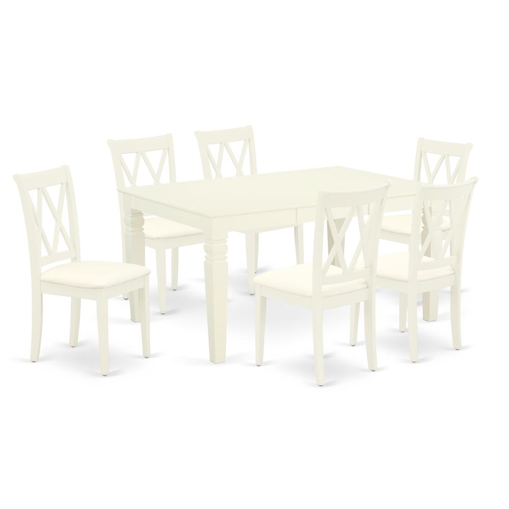 Back. East West Furniture - Dining Room Set Linen White - Brown.