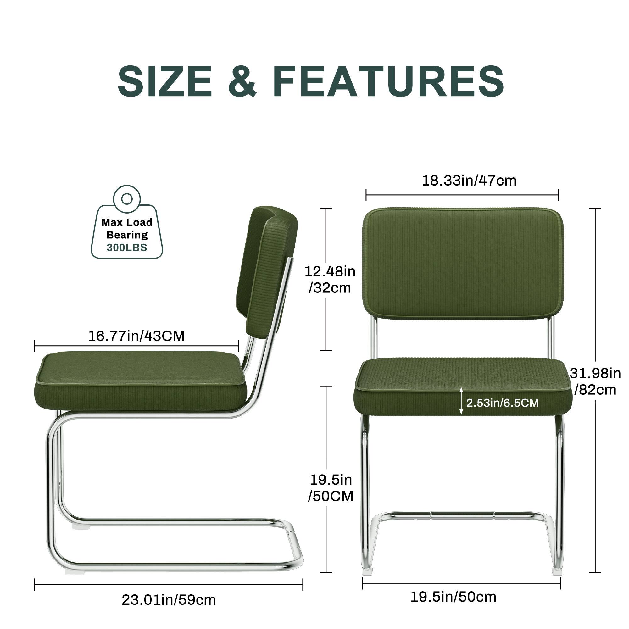 **Size & Features:**

- **Max Load Bearing:** 300 LBS
- **Dimensions:**
  - 18.33 in / 47 cm
  - 12.48 in / 32 cm
  - 16.77 in / 43 cm
  - 31.98 in / 82 cm
  - 2.53 in / 6.5 cm
  - 19.5 in / 50 cm
  - 23.01 in / 59 cm
  - 19.5 in / 50 cm