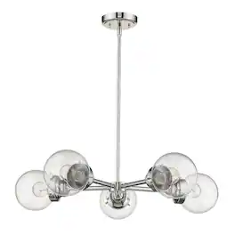 Hivvago - Five Light Metal Dimmable Chandelier With Clear Shades - Silver