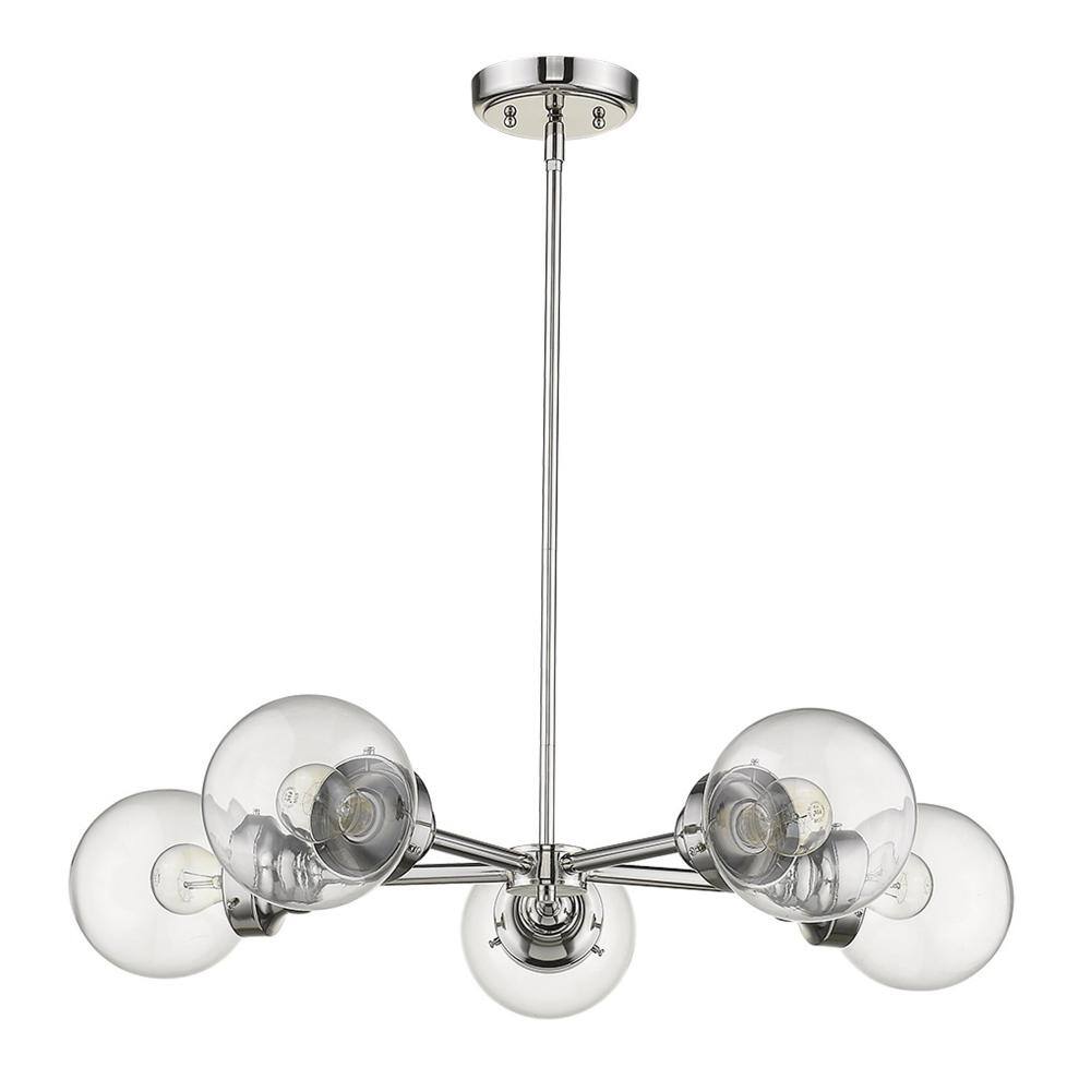 Front. Hivvago - Hivvago Silver Five Light Metal Dimmable Chandelier With Clear Shades - Silver.