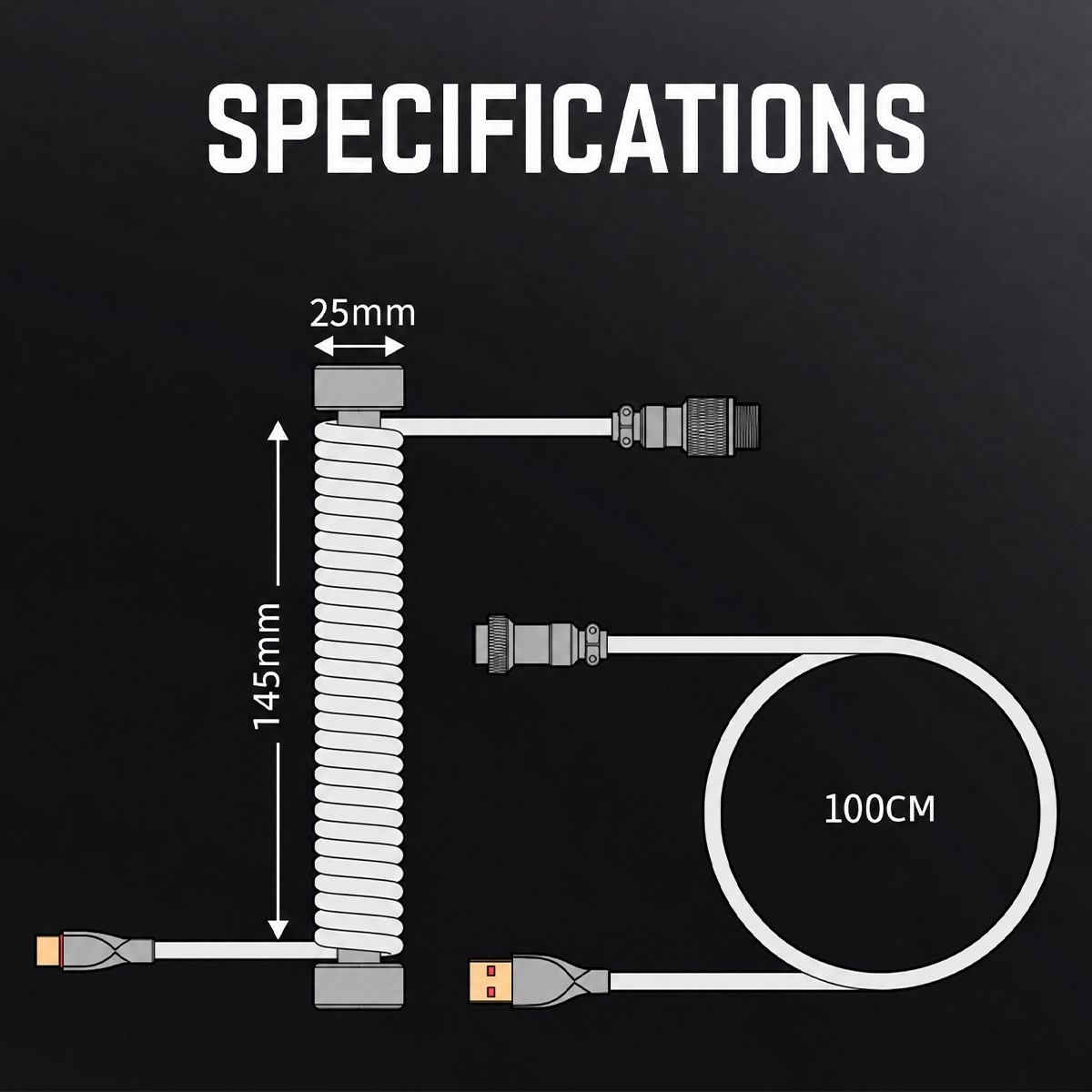 SPECIFICATIONS  
25mm  
145mm  
100CM
