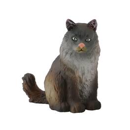 Breyer Animal Creations - CollectA Cats & Dogs Collection Miniature Figure | Norwegian Forest Cat - Gray