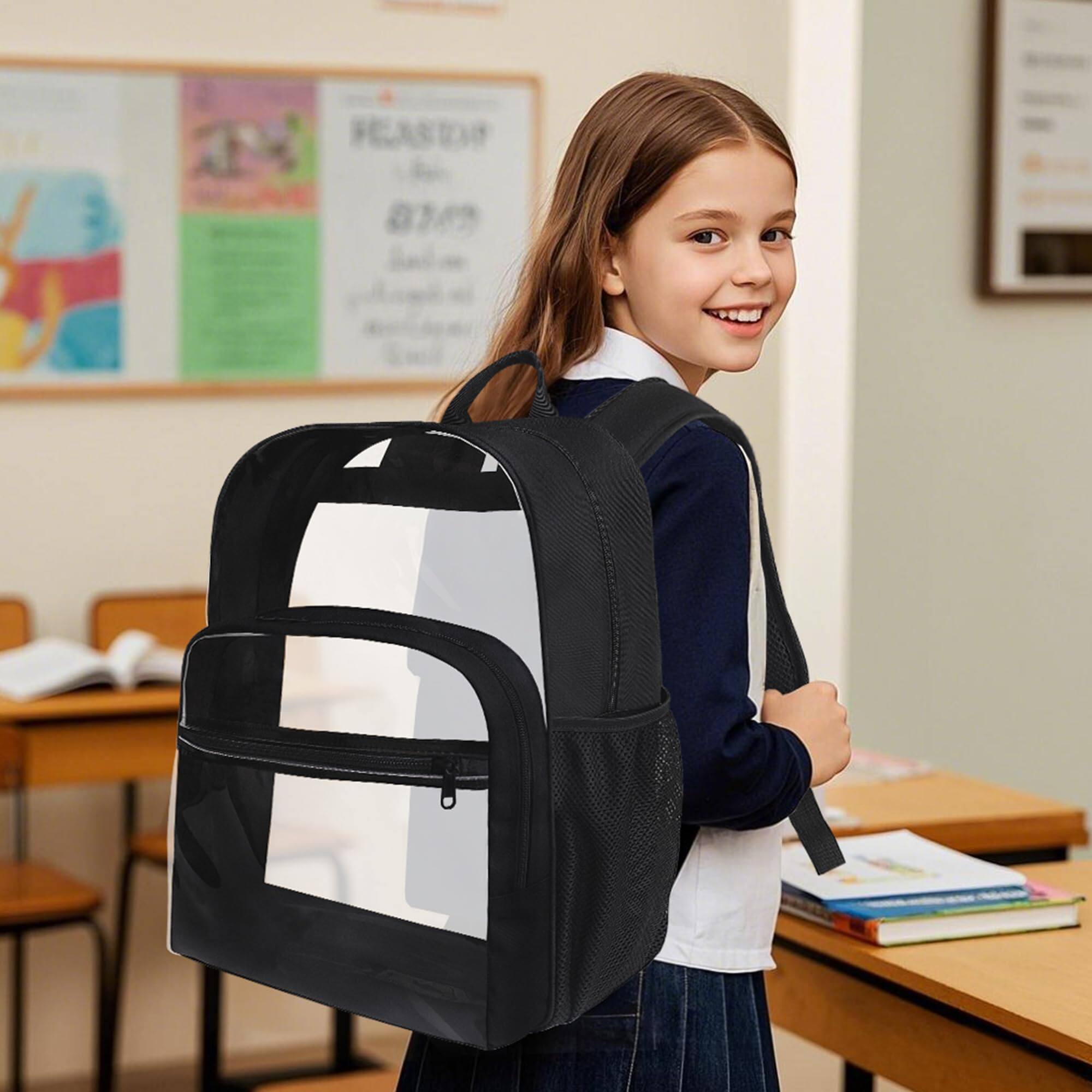 Alt View 3. Pacoar Cade - Clear Backpack For School  Heavy Duty Transparent With 0.6 Mm Pvc Bookbag 18 Inch Bags Pink - Light Purple.