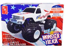 Skill 1 Snap Model Kit Chevrolet Silverado "USA-1" Monster Truck 1/32 Scale Model by AMT - White