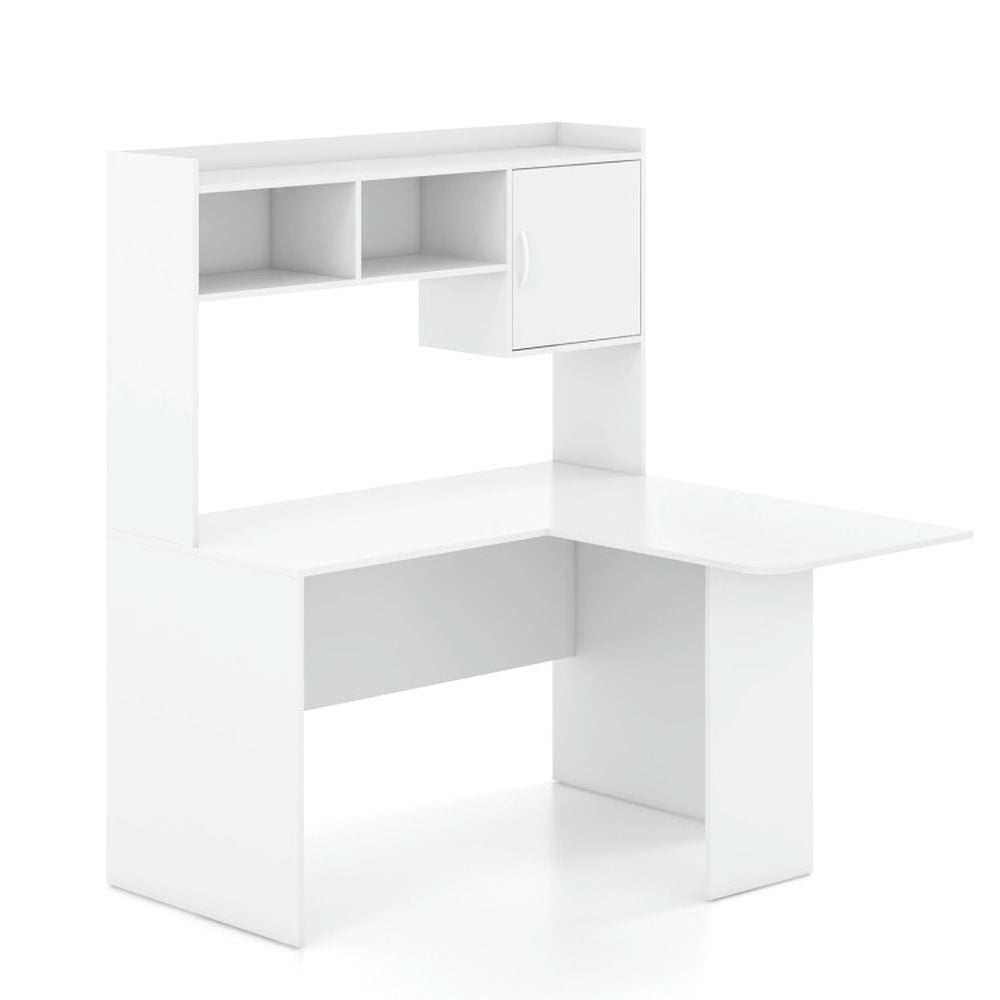 Alt View 1. Kadyn - L-Shaped Desk Corner Computer Desk with Open Storage Hutch and Cabinet-White, Home Office Desks, Gaming Computer Desks - White.