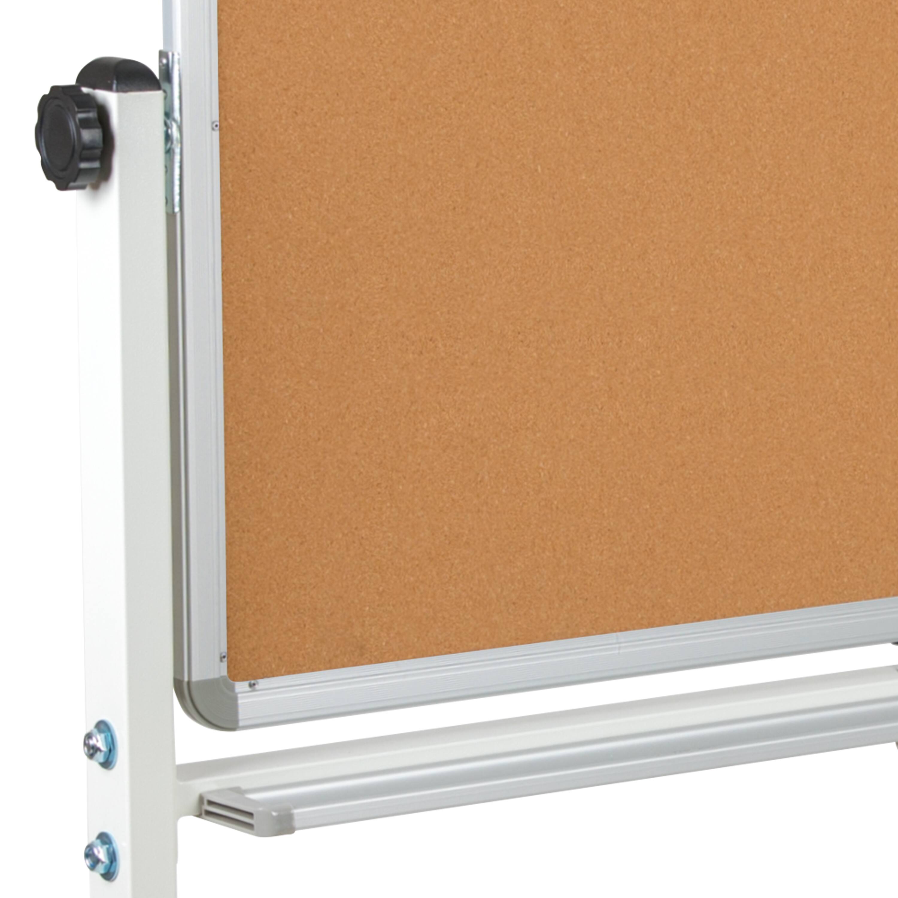 Alt View 7. Emma + Oliver - Reversible Mobile Cork Bulletin Board and White Board Stand with Pen Tray - Natural/White.