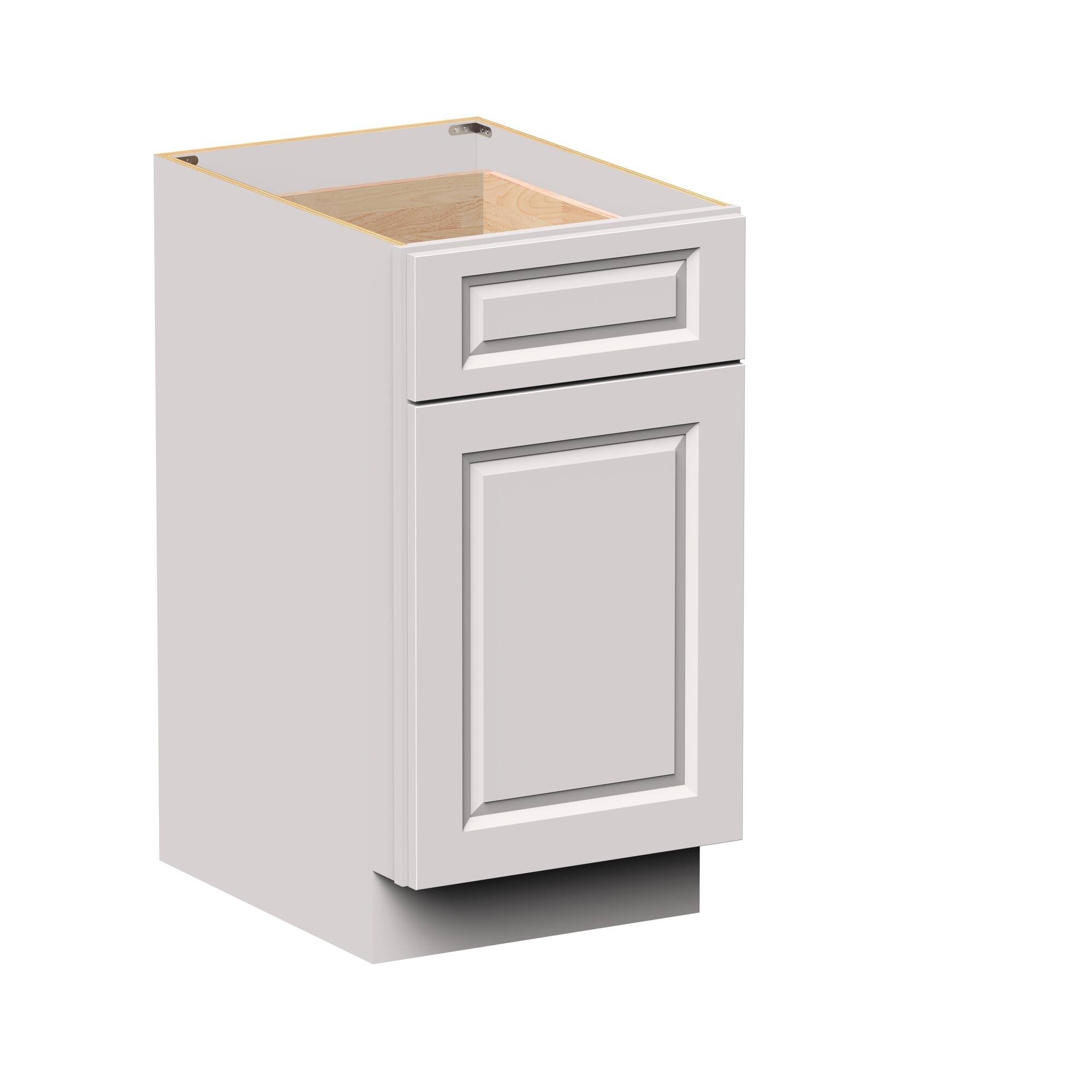 Angle. Boyel Living - 18-in W x 34.5-in H x 24-in D Shaker Pull-Out Waste Basket Kitchen Base Cabinet - Glacier White.