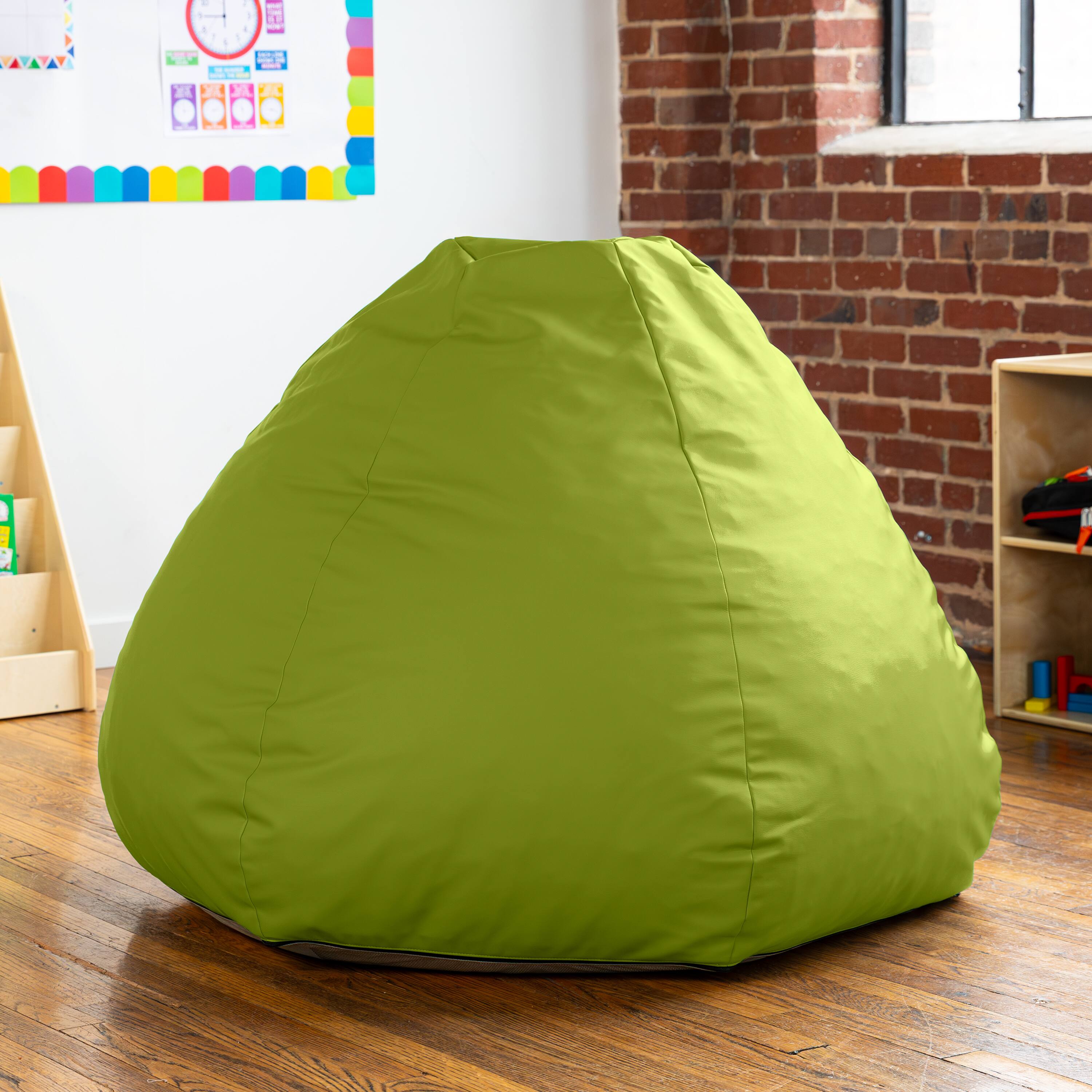 Alt View 2. Jaxx - Jaxx Gumdrop Commercial Grade Bean Bag for Educational Environments, Large Size - Premium Vinyl - Green - Green.