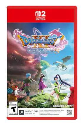 O2 NINTENDO SWITCH DRAGON QUEST XI Echoes of an Elusive Age S Definitive Edition TEEN ADOLESCENTS T ESRB SQUARC ENIX 30 GB - Full game download via internet required. See back GAME-KEY CARD Téléchargement du jeu complet (30 Go) via Internet nécessaire. Voir verso CARTE CLÉ DE JEU support.nintendo.com/switch2/gamekeycard - T (Teen 13+)