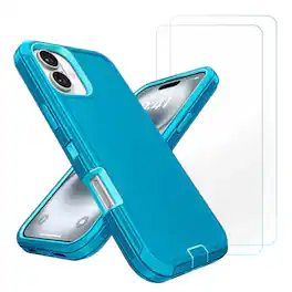 Entronix - Heavy Duty Bundle for iPhone 17 - Case and 2 Screen Protectors - Turquoise