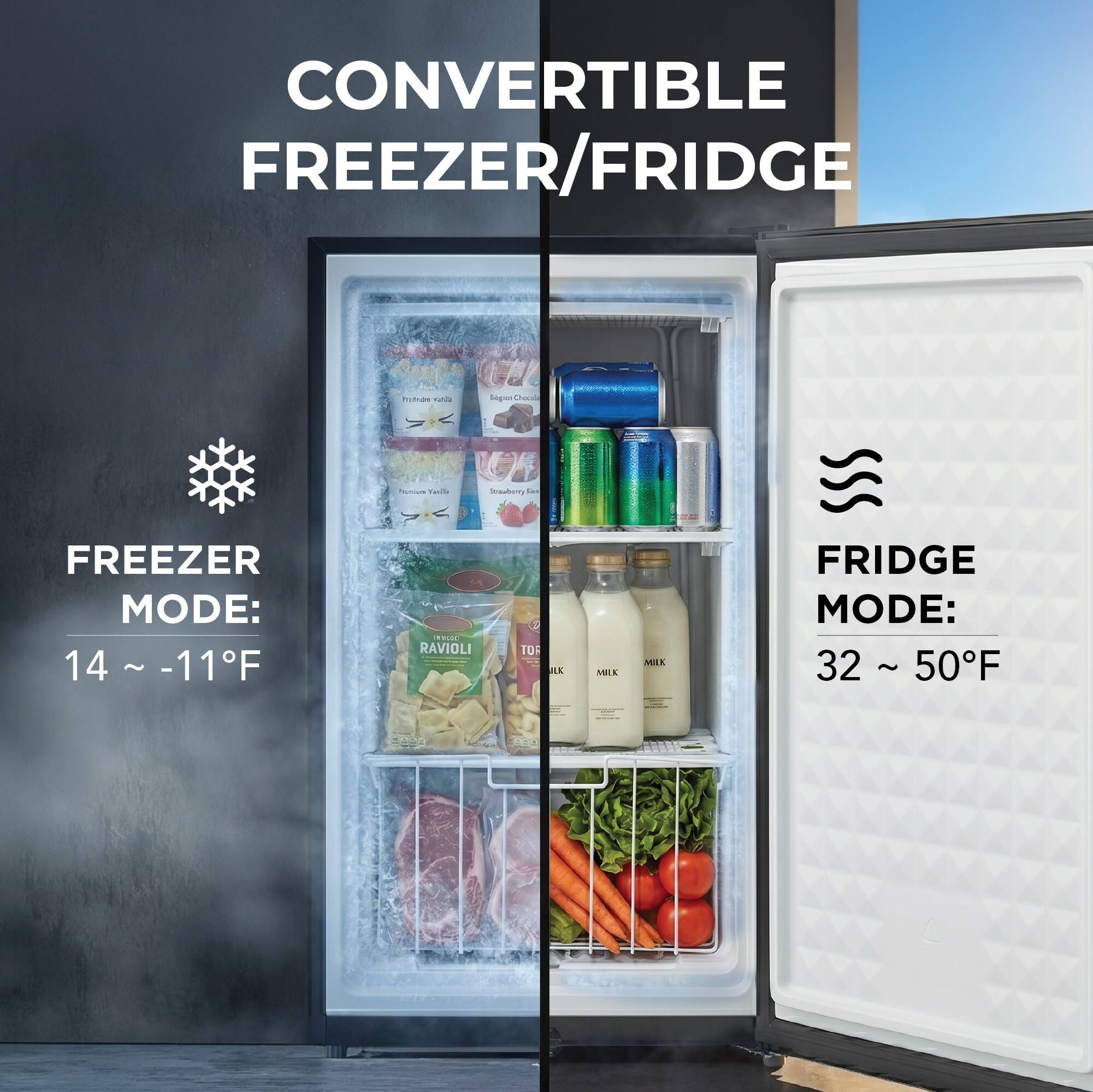 CONVERTIBLE FREEZER/FRIDGE

FREEZER MODE: 14 ~ -11°F

FRIDGE MODE: 32 ~ 50°F