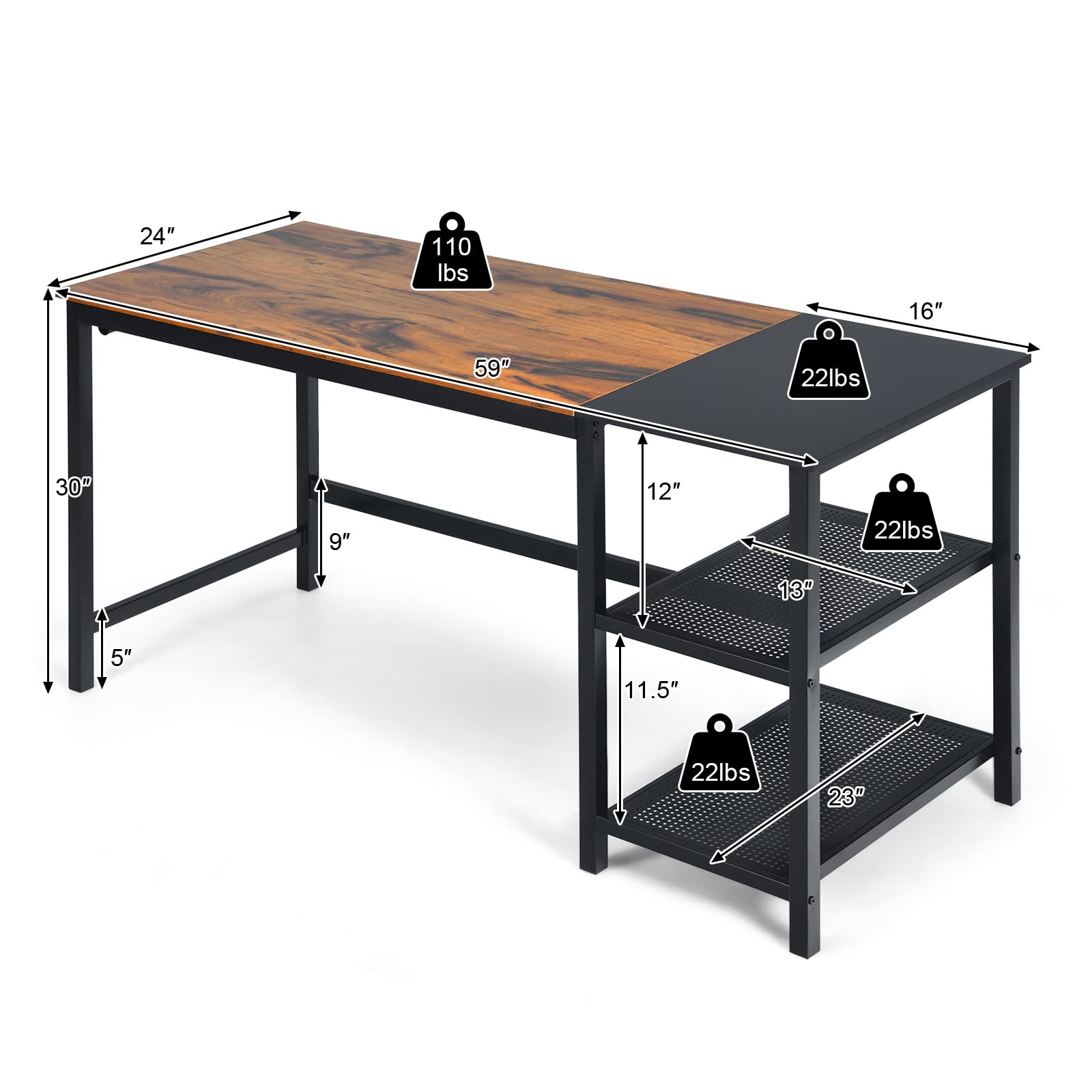 24" 110 lbs 16" 59" 22lbs 30P 9" 12" 22lbs 13" 5" 11.5" 6 22lbs 23"