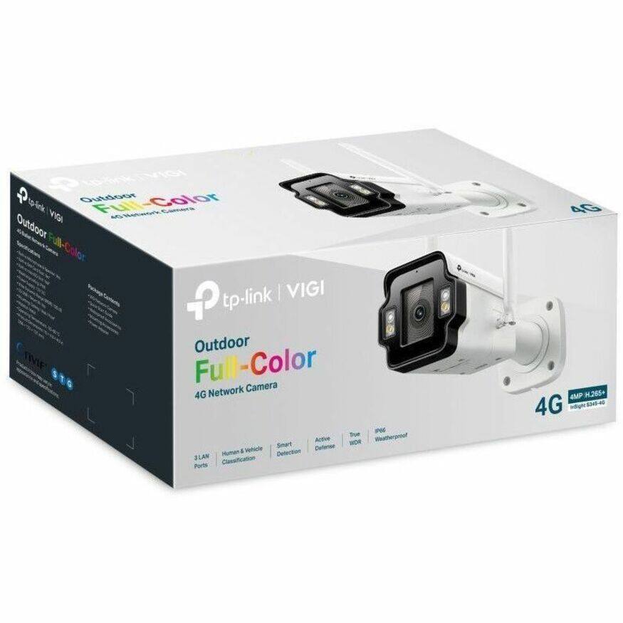 tp-link | VIGI  
Outdoor Full-Color 4G Network Camera  

- 4MP H.265+  
- 4G  
- 3 LAN Ports  
- Human & Vehicle Detection  
- Smart Classification  
- Active WDR  
- True WDR  
- IP66 Waterproof  
- 4G  
- 4MP H.265+  
- 4G  
- 3 LAN Ports  
- Human & Vehicle Detection  
- Smart Classification  
- Active WDR  
- True WDR  
- IP66 Waterproof