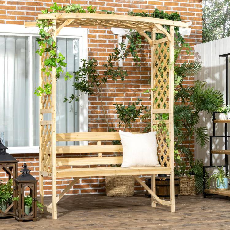PULUZ Patio Garden Bench, Wooden Bench, Outdoor Bench for Vines ...