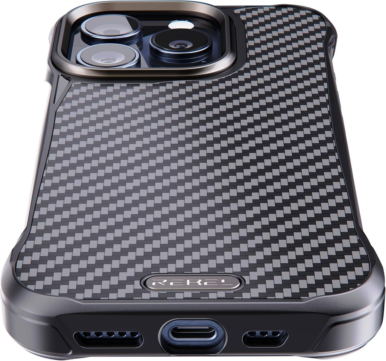 Alt View 1. Rebel - Rebel - Rebel FLEX Series Case For Apple iPhone 15 Pro - Black/Aramid Fiber - Black.
