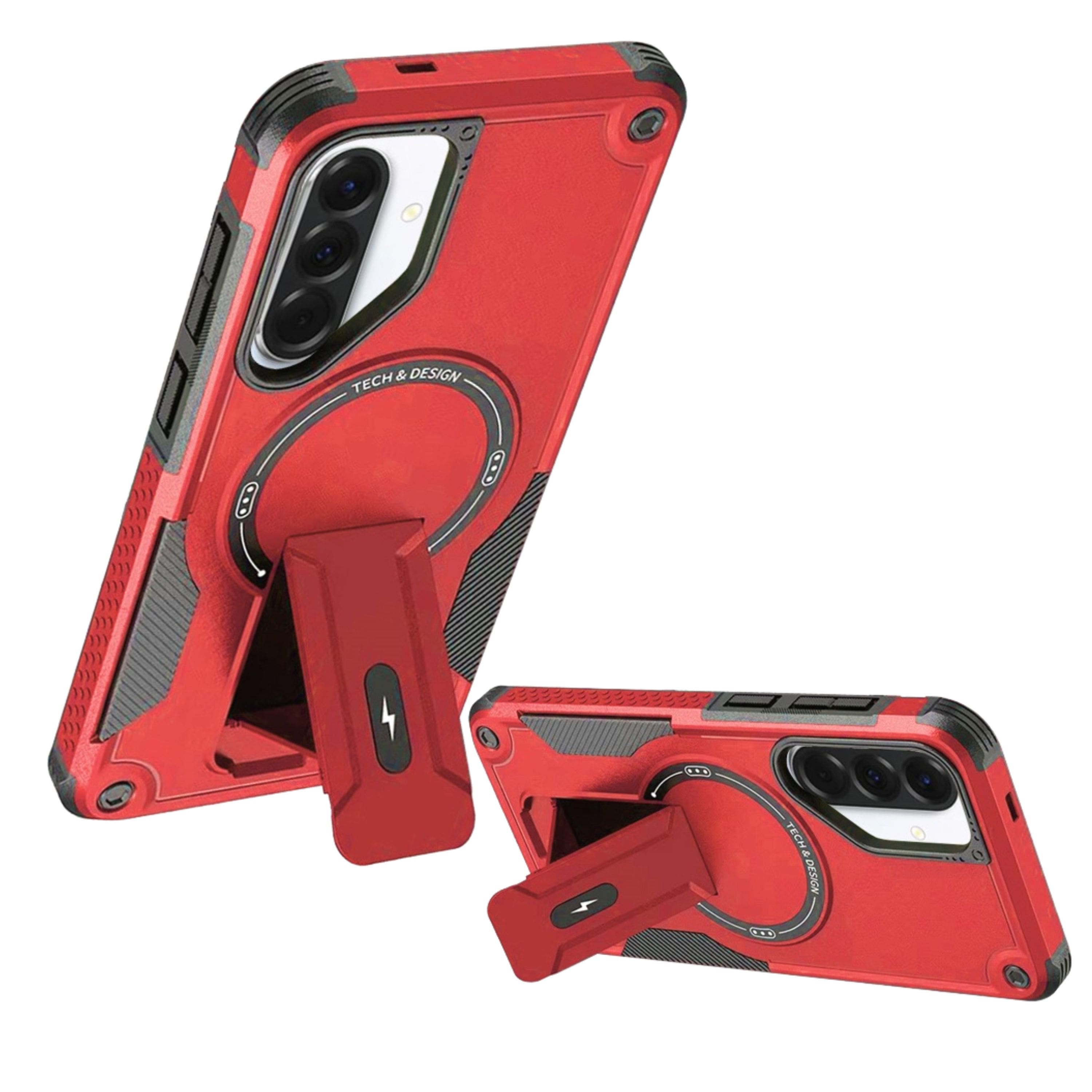 Kitcheniva - Rugged Grip Kickstand Magnetic Circle Phone Case With Tempered Glass For Samsung Galaxy A37 5G - Red price history on PriceWatchPro