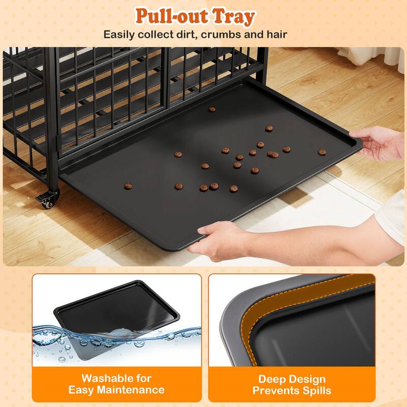 Pull-out Tray  
Easily collect dirt, crumbs and hair  

Washable for Easy Maintenance  

Deep Design Prevents Spills